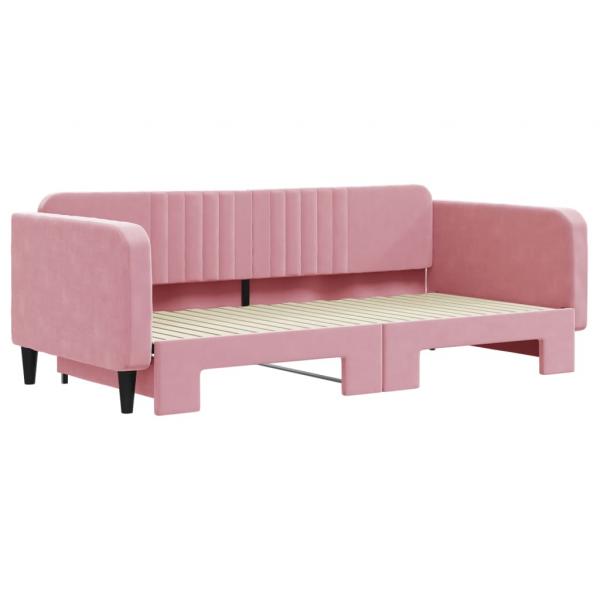 Tagesbett Ausziehbar Rosa 100x200 cm Samt