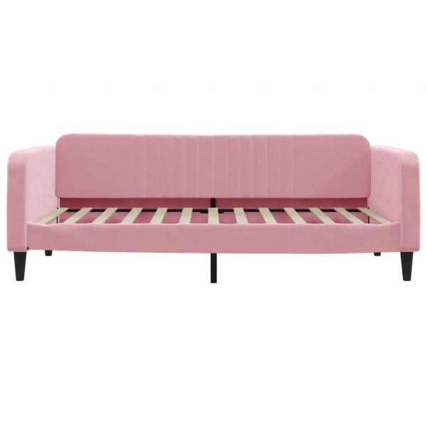 Tagesbett Ausziehbar Rosa 100x200 cm Samt