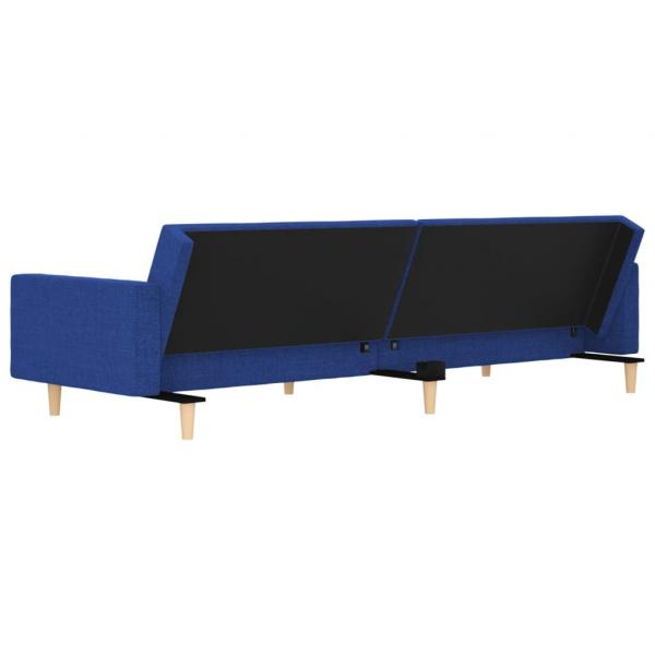 Schlafsofa 2-Sitzer mit 2 Kissen Blau Stoff