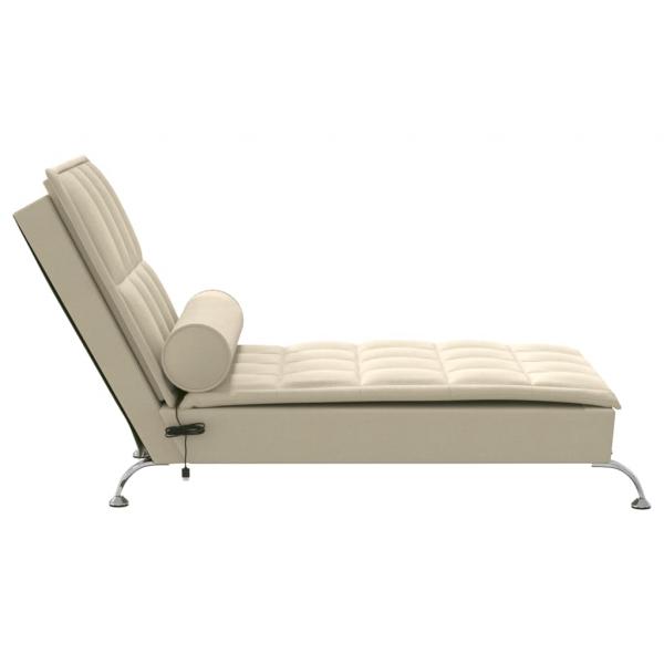 Massage-Chaiselongue mit Nackenrolle Creme Stoff