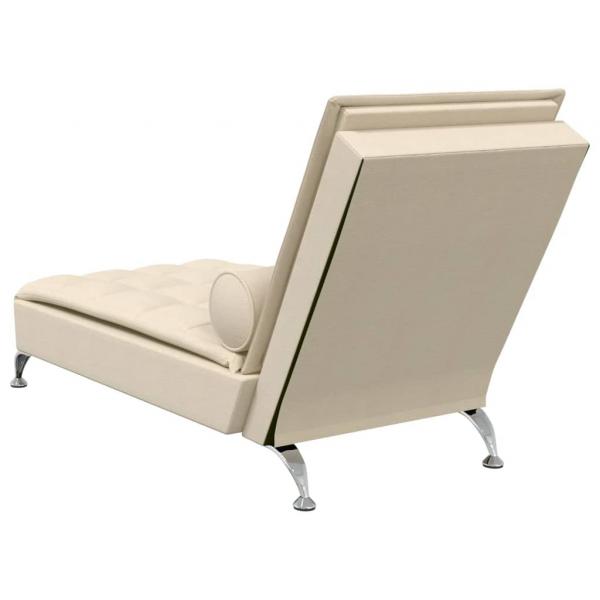 Massage-Chaiselongue mit Nackenrolle Creme Stoff