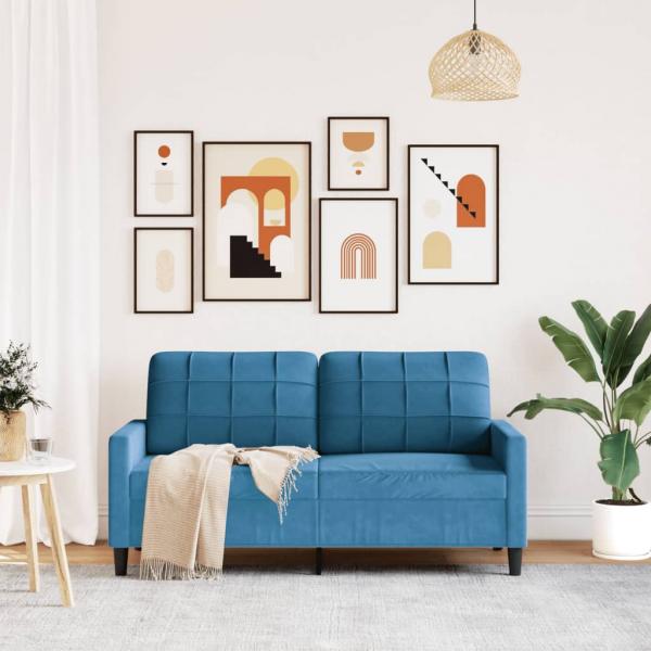 2-Sitzer-Sofa Blau 140 cm Samt