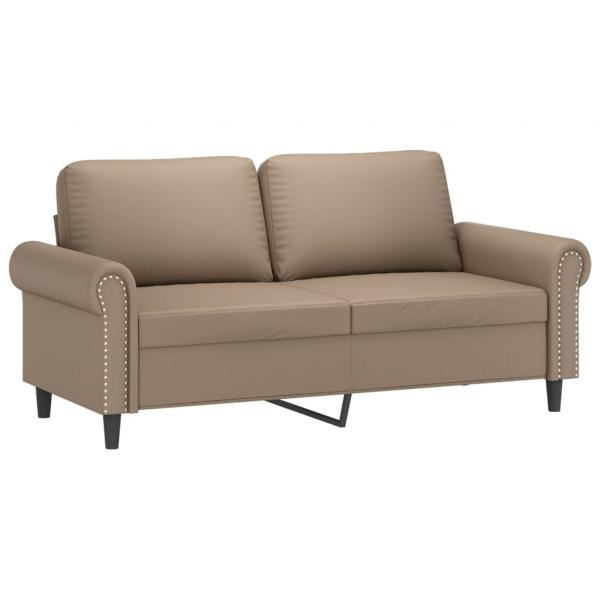 2-Sitzer-Sofa mit Zierkissen Cappuccino-Braun 140 cm Kunstleder