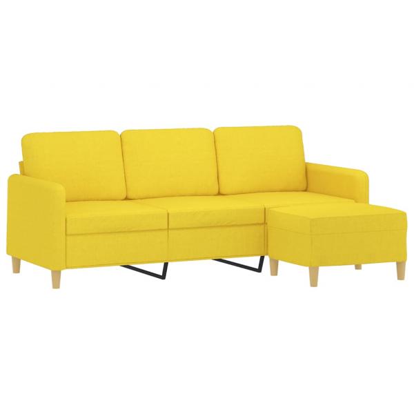 3-Sitzer-Sofa mit Hocker Hellgelb 180 cm Stoff