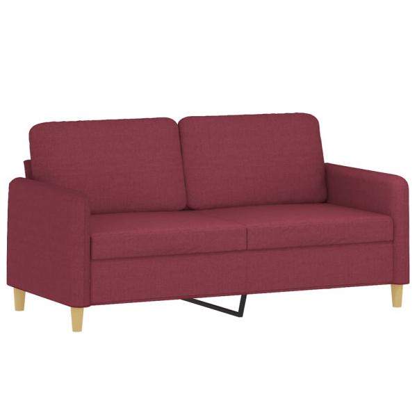 2-Sitzer-Sofa mit Zierkissen Weinrot 140 cm Stoff