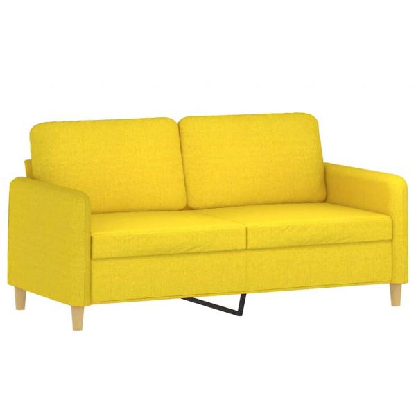 2-Sitzer-Sofa mit Zierkissen Hellgelb 140 cm Stoff