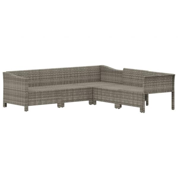 5-tlg. Garten-Lounge-Set mit Kissen Grau Poly Rattan