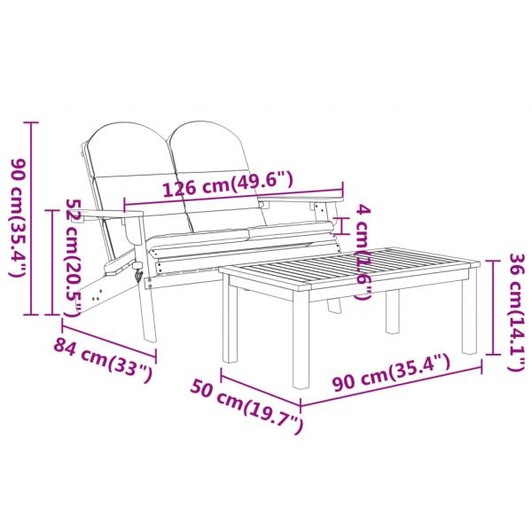 2-tlg. Garten-Lounge-Set Adirondack Massivholz Akazie