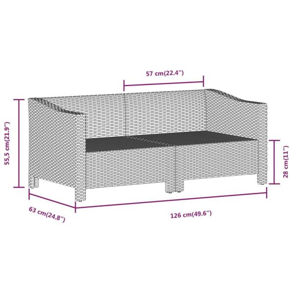 7-tlg. Garten-Lounge-Set mit Kissen Grau Poly Rattan