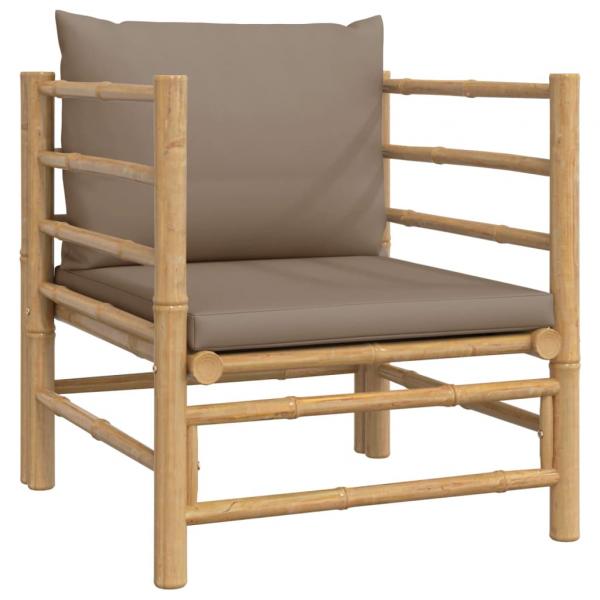 5-tlg. Garten-Lounge-Set mit Kissen Taupe Bambus