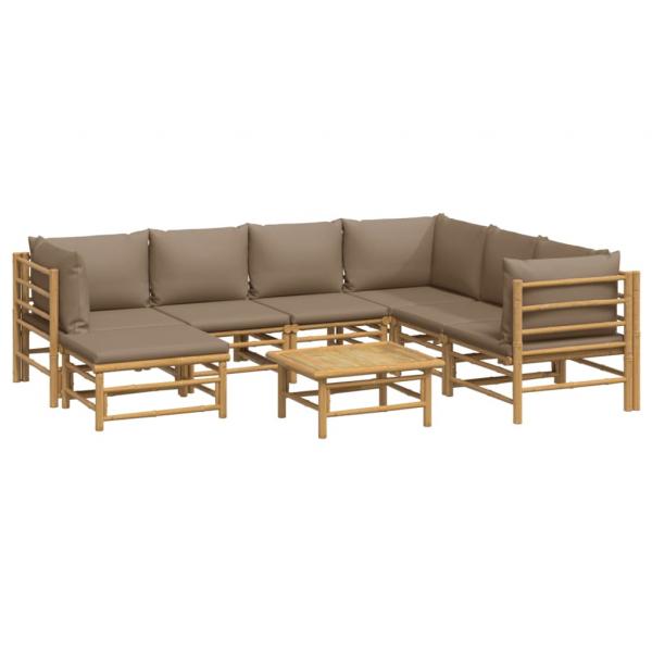 8-tlg. Garten-Lounge-Set mit Kissen Taupe Bambus