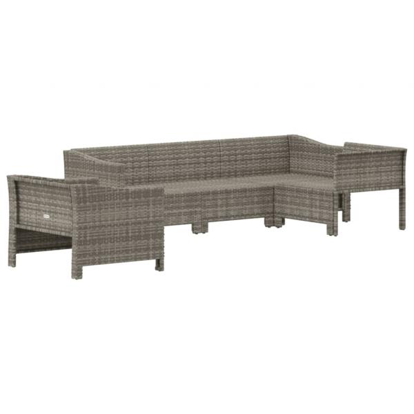 5-tlg. Garten-Lounge-Set mit Kissen Grau Poly Rattan