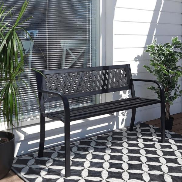 ARDEBO.de - ProGarden Gartenbank Stahl 119x50x75 cm Schwarz