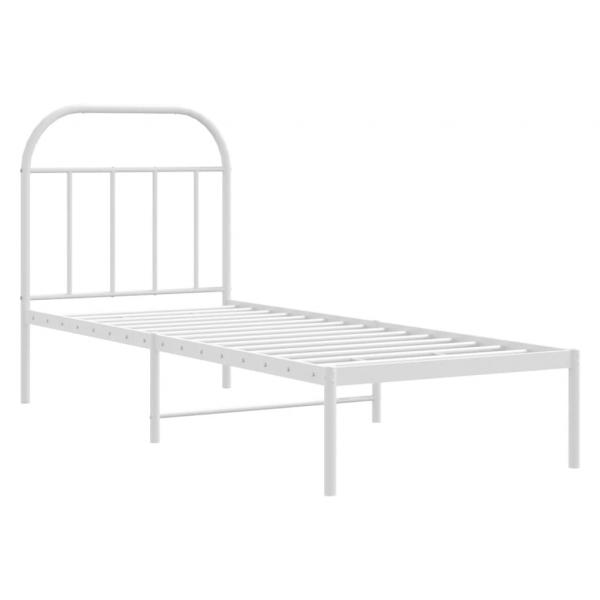 Metallbett ohne Matratze mit Kopfteil Weiß 75x190 cm