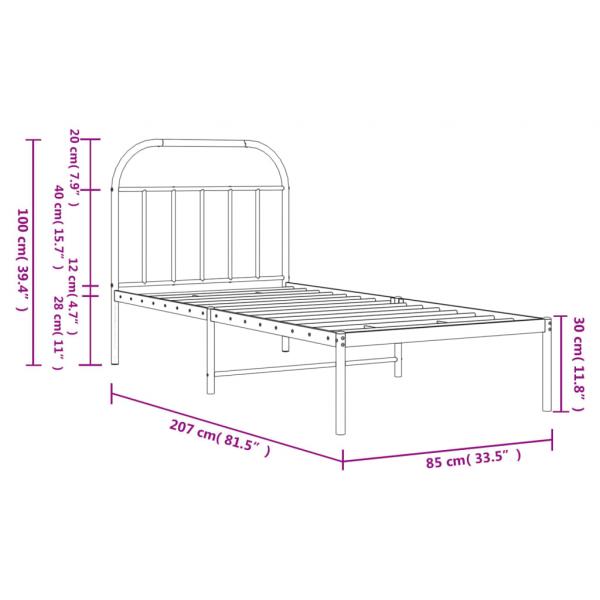 Bettgestell mit Kopfteil Metall Weiß 80x200 cm