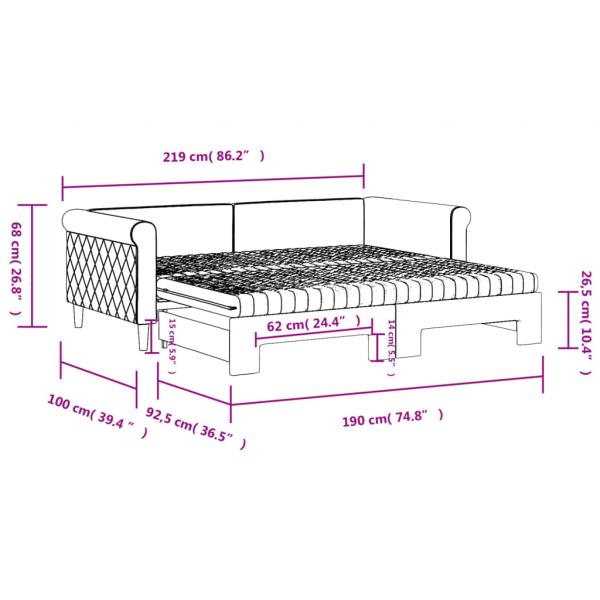 Tagesbett Ausziehbar mit Matratzen Schwarz 90x190 cm Samt