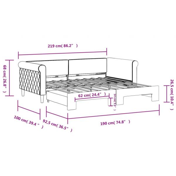 Tagesbett Ausziehbar Schwarz 90x190 cm Samt