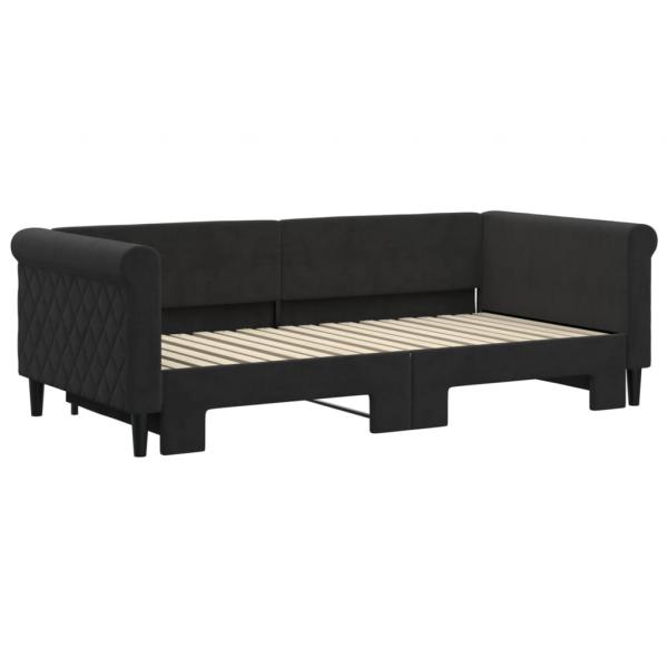 Tagesbett Ausziehbar Schwarz 90x190 cm Samt