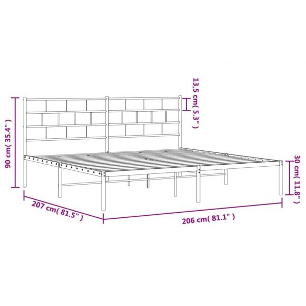 Bettgestell mit Kopfteil Metall Schwarz 200x200 cm