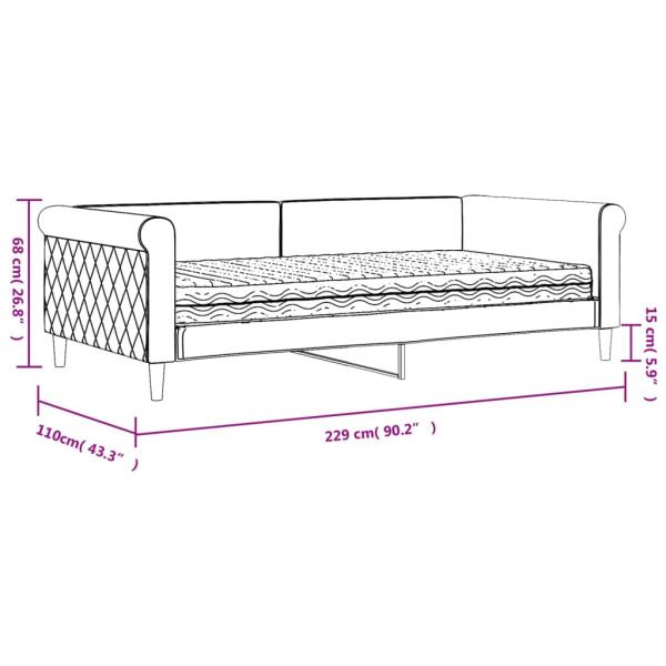 Tagesbett mit Matratze Hellgrau 100x200 cm Samt