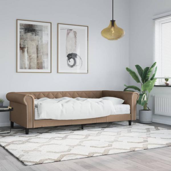 ARDEBO.de - Tagesbett mit Matratze Cappuccino 90x200 cm Kunstleder