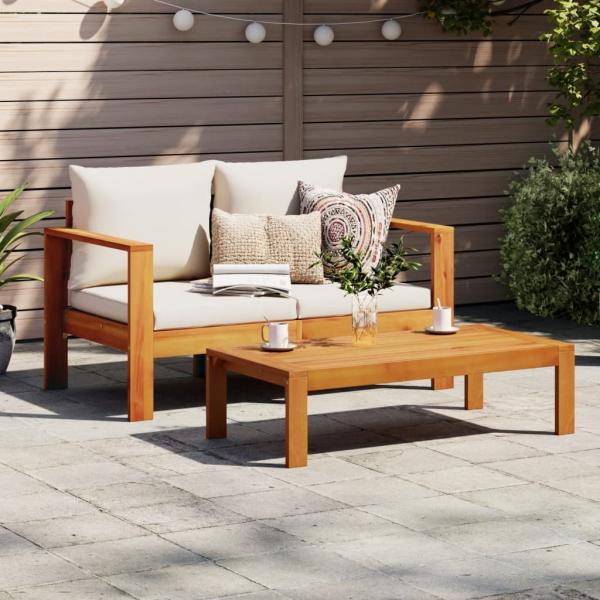 Gartensofa mit Kissen 2-Sitzer Massivholz Akazie