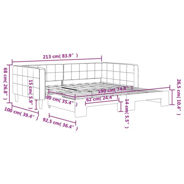 Tagesbett Ausziehbar Schwarz 90x190 cm Samt