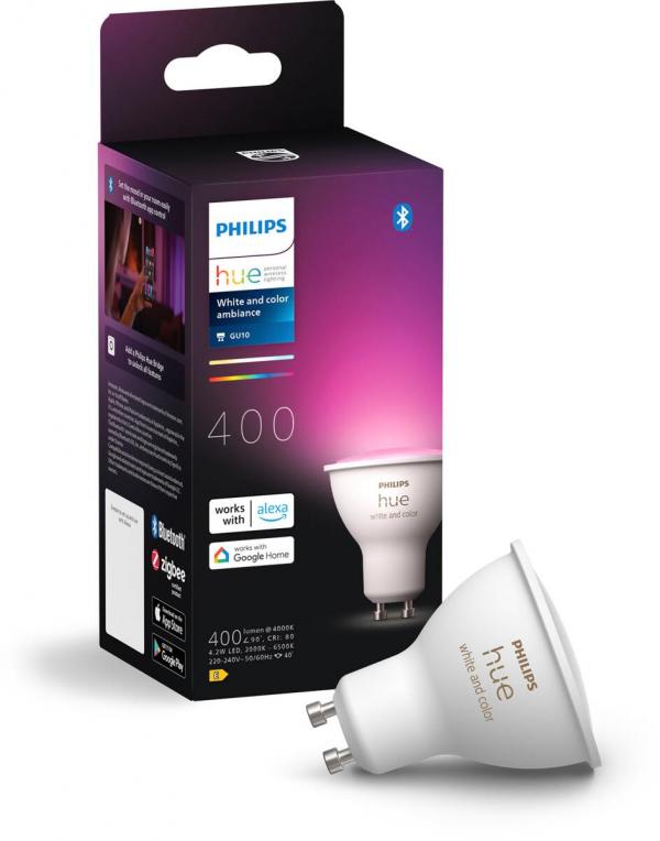 ARDEBO.de Philips Hue 400 Smarter Spot White and Color, LED, GU10, 400lm, 4,2W, 4000K, weiß/farbig (929003666501)