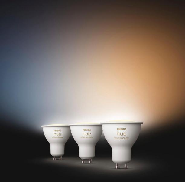 Philips Hue 400 Smarter Spot White Ambiance, LED, GU10, 400lm, 4,2W, 4000K, 3er-Pack, weiß (929003666703)