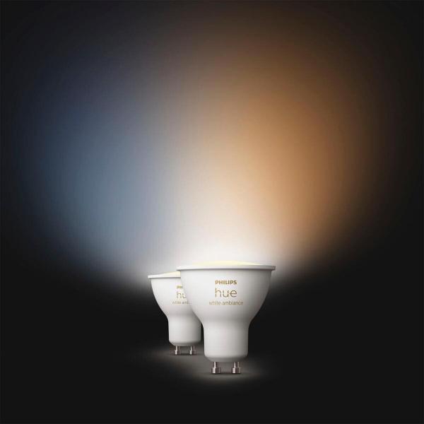 Philips Hue 400 Smarter Spot White Ambiance, LED, GU10, 230 lm, 4,2W, 4000K, doppelpack, weiß (929003666702)