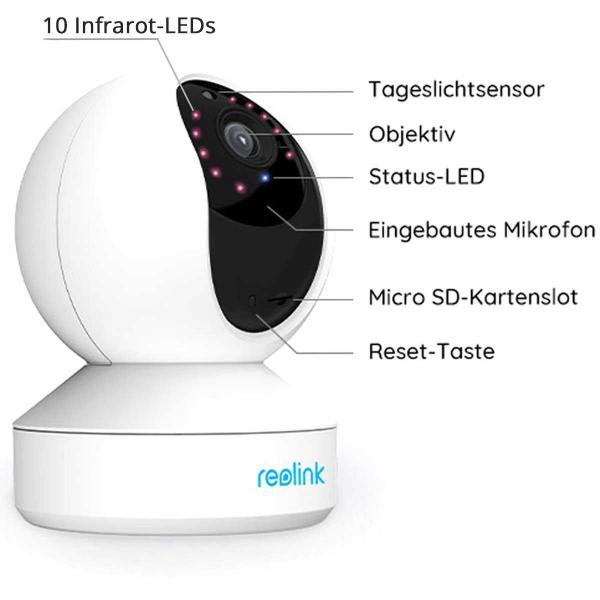 Reolink E Series E340 5 MP Dualband-WLAN, intelligente Überwachungskamera, Schwenk-und Neigefunktion, 3x optischer Zoom, weiß