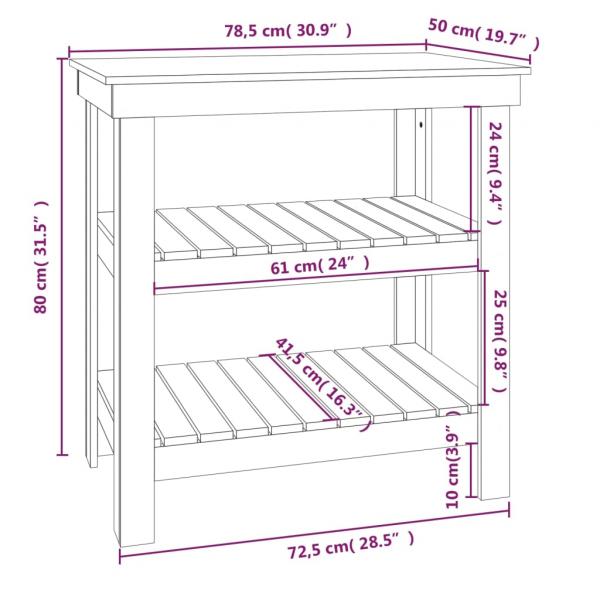 Werkbank 78,5x50x80 cm Massivholz Kiefer