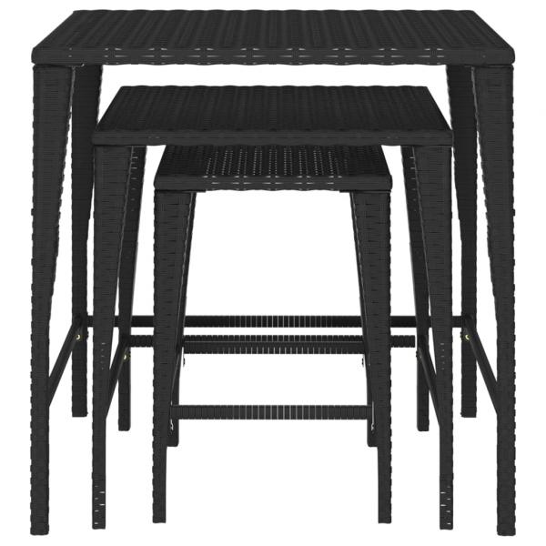 Satztische 3 Stk. Schwarz Poly Rattan