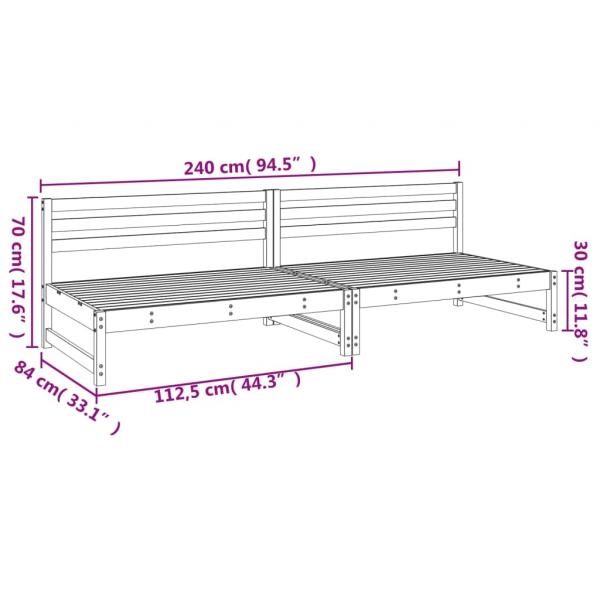 Garten-Mittelsofas 2 Stk. 120x80 cm Massivholz Kiefer