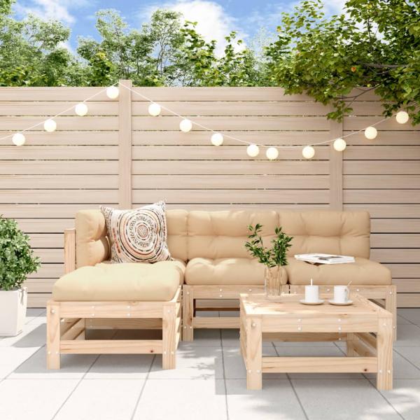 ARDEBO.de - 5-tlg. Garten-Lounge-Set Massivholz Kiefer