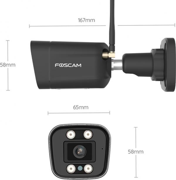 Foscam V8P 4K 8 MP Dual-Band WLAN Überwachungskamera mit integriertem Scheinwerfer und einer Alarmsirene, schwarz (V8P schwarz)