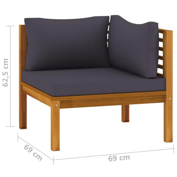 2-tlg. Sofa-Set mit Dunkelgrauen Kissen Akazie Massivholz