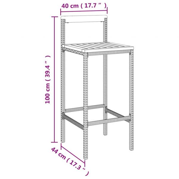 9-tlg. Gartenbar-Set Schwarz Poly Rattan & Massivholz Akazie