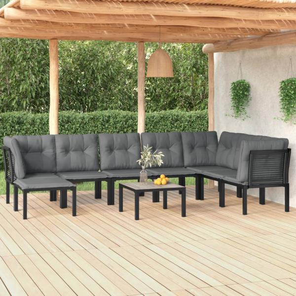 ARDEBO.de - 9-tlg. Garten-Lounge-Set Schwarz und Grau Poly Rattan