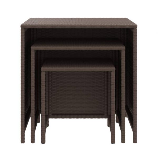 Satztische 3 Stk. Braun Poly Rattan