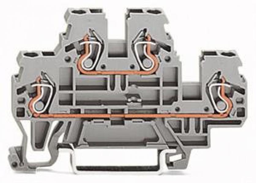 ARDEBO.de - Doppelstockklemme Durchgangs-/Durchgangsklemme L/L 2.5 mm² grau