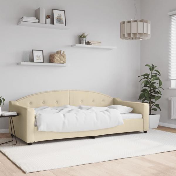 ARDEBO.de - Tagesbett Creme 90x200 cm Stoff