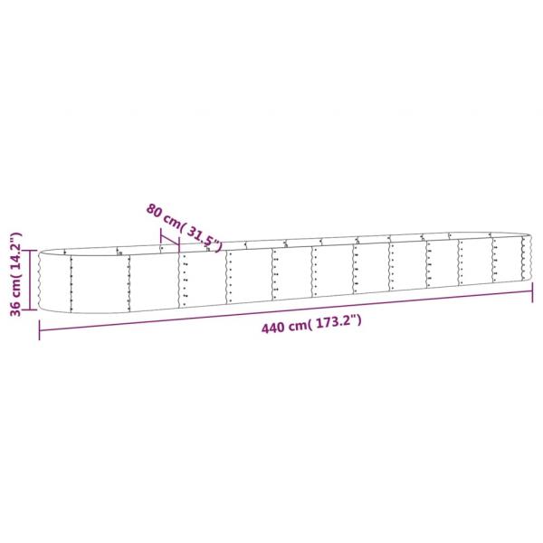 Hochbeet Pulverbeschichteter Stahl 440x80x36 cm Silbern