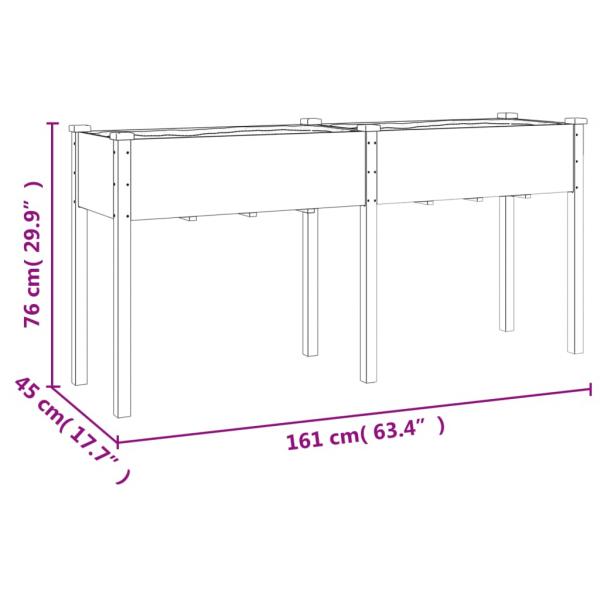 Pflanzkübel mit Einsatz Grau 161x45x76 cm Massivholz Tanne