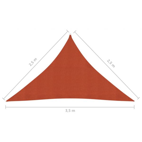 Sonnensegel 160 g/m² Terrakottarot 2,5x2,5x3,5 m HDPE