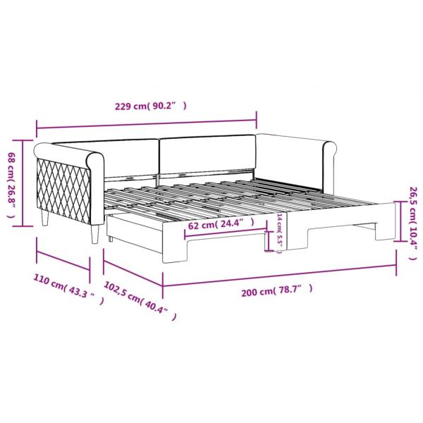 Tagesbett Ausziehbar Dunkelgrün 100x200 cm Samt