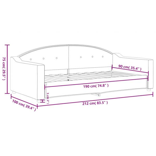 Tagesbett Dunkelgrau 90x190 cm Stoff