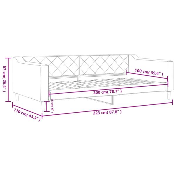 Tagesbett Schwarz 100x200 cm Stoff