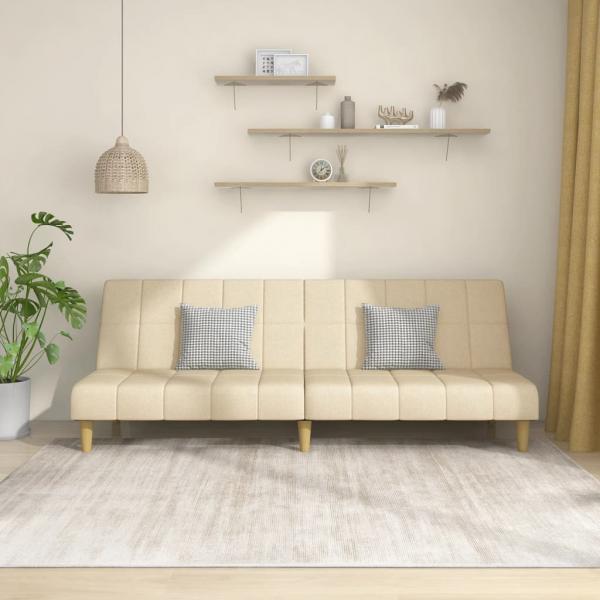 ARDEBO.de - Schlafsofa 2-Sitzer Creme Stoff