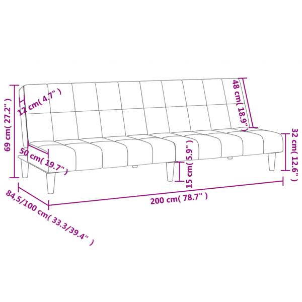 Schlafsofa 2-Sitzer Creme Stoff